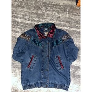 Vintage 1980s Current Seen Denim Jacket Aztec Lined Men’s L